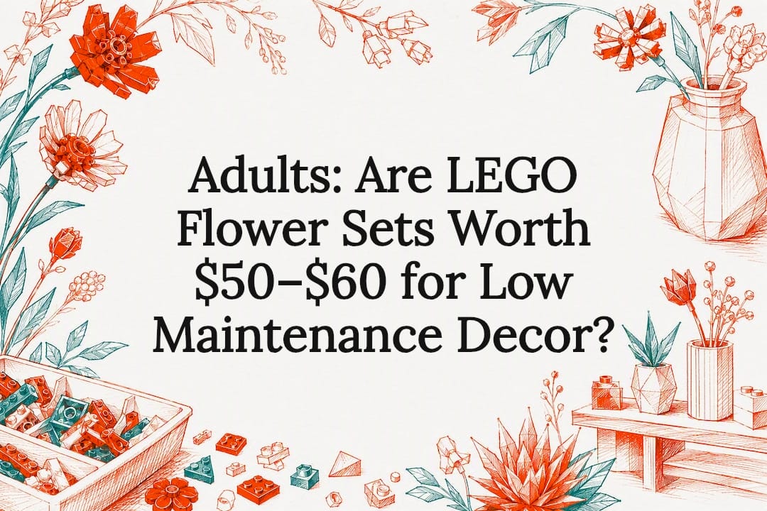 Decorative sketch of brick-built flowers and decor