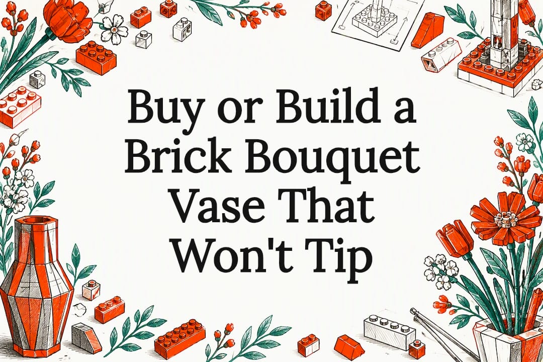 Decorative brick bouquet vase title card